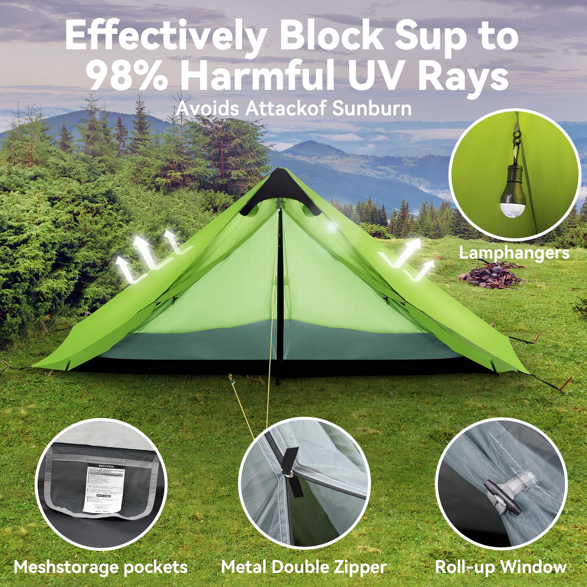 Ultralight Tent 3-Season Backpacking Tent 1 Person/2 Person Camping Tent, Outdoor Lightweight
