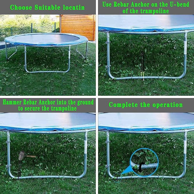 10"x2" Trampolines Wind Stakes Heavy Duty U Shape Galvanized Steel Trampoline Stakes Ground Anchors