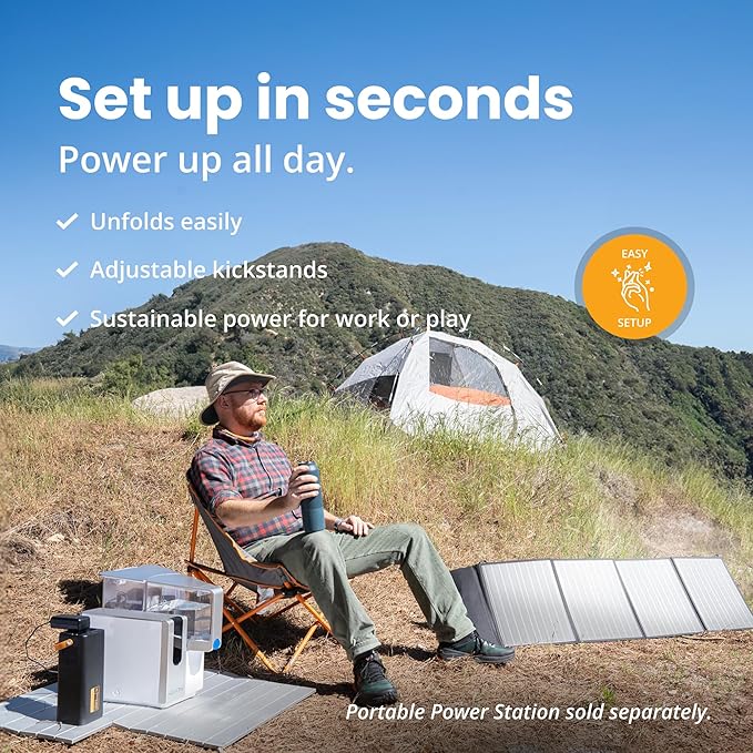 Ideal Living Portable Solar Panel IL100 | Lightweight, Water Resistant, with Built-in Voltage