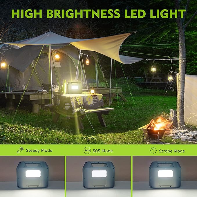 Portable Solar Generator, 300W Portable Power Station with Foldable 60W Solar Panel, 110V Pure Sine
