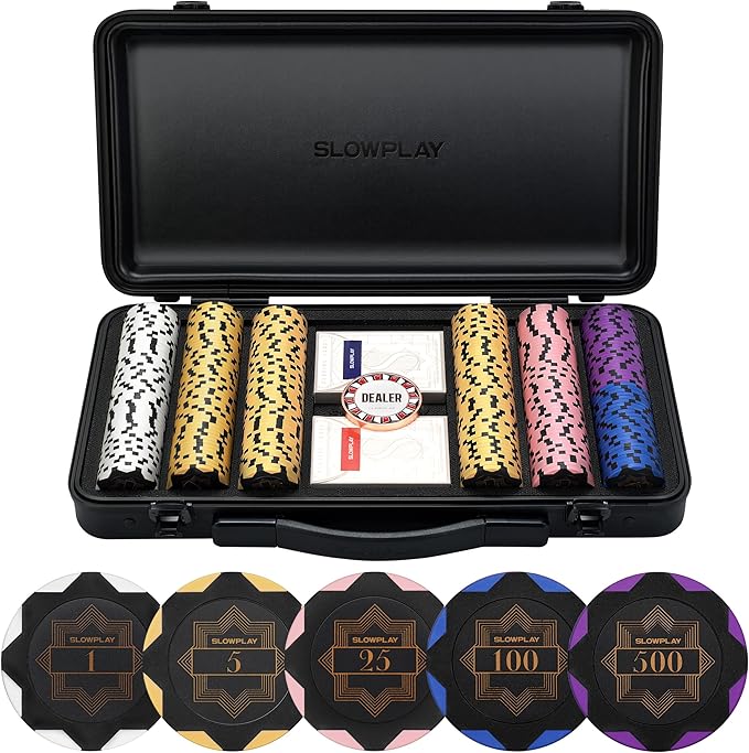 SLOWPLAY Nash 14g Clay Poker Chip Set Black Gold Edition??300PCS Full Set for Texas Hold?™em |