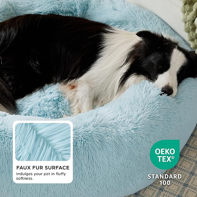 Bedsure Calming Dog Bed for Large Dogs - Donut Washable Large Pet Bed, 36 inches Anti-Slip Round