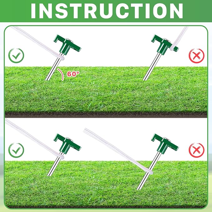20 Pack Tent Stakes Heavy Duty, 9.6 Inch Camping Stakes, Non-Rust Metal Tent Pegs, Ground Stakes