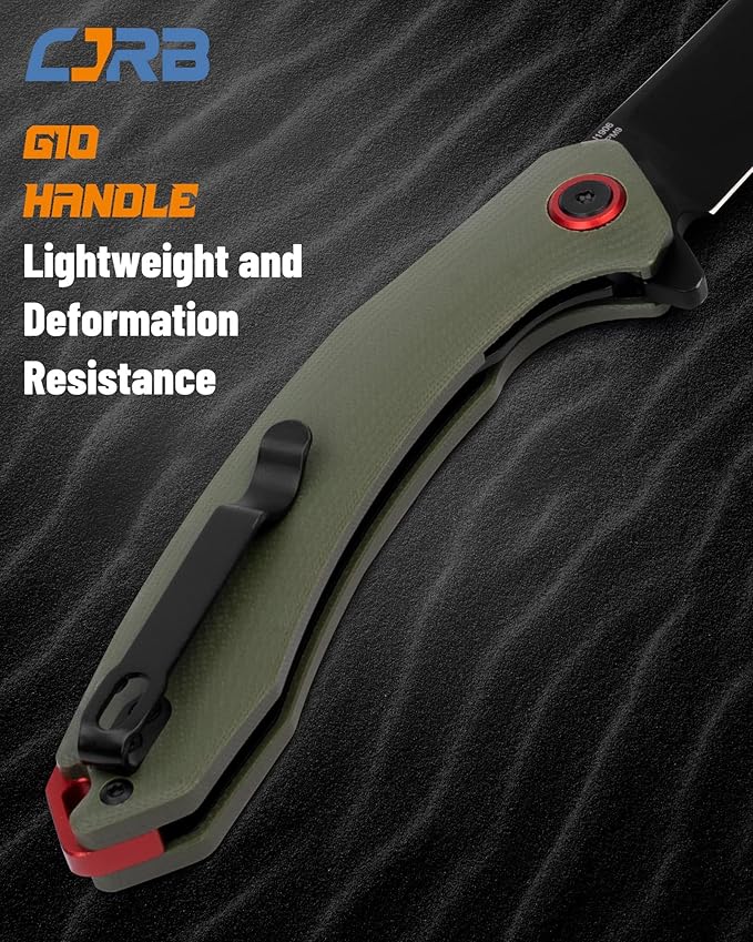 CJRB Tactical Knife, Small Folding Pocket Knife with AR-RPM9 Steel Blade and G10 Handle for Men