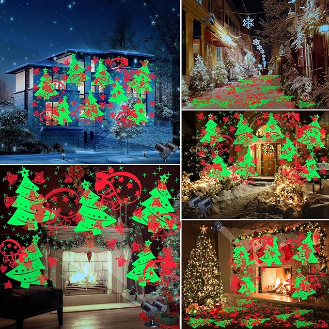 Toodour Christmas Projector Lights Outdoor, Double Head Dynamic Projector Christmas Lights with
