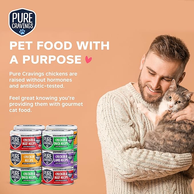 Pure Cravings Chicken Recipe in Broth, Shredded Wet Cat Food, Variety Flavor Pack: Chicken, Lamb