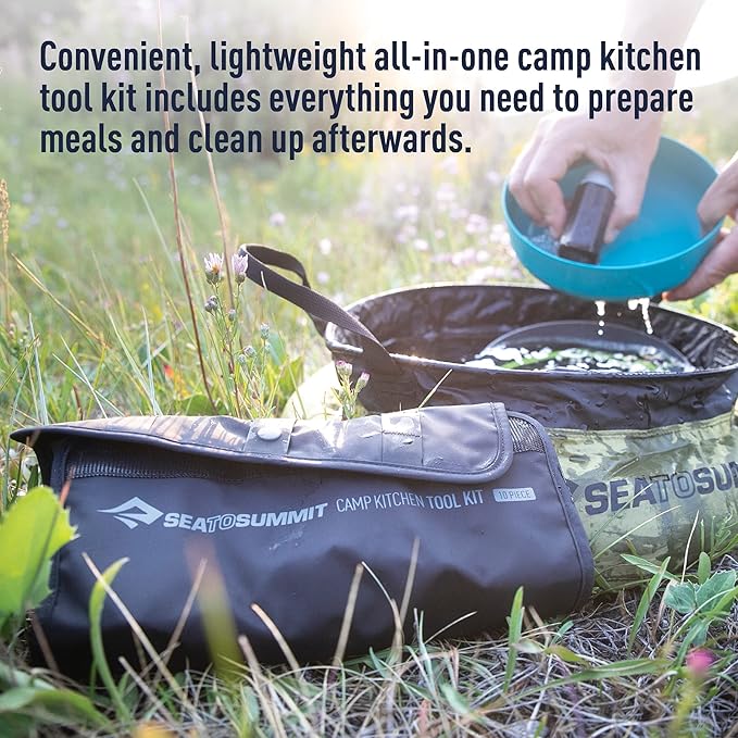 Sea to Summit Camp Kitchen Tool Kit 10-Piece Cooking Utensil and Clean-Up Kit