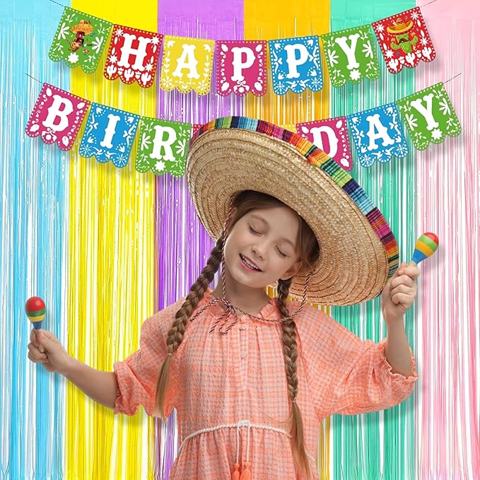 BRAVESHINE Tinsel Foil Fringe Curtains - 2Pcs 3.2x8.2ft Pastel Colourful Photo Backdrop for Sweet