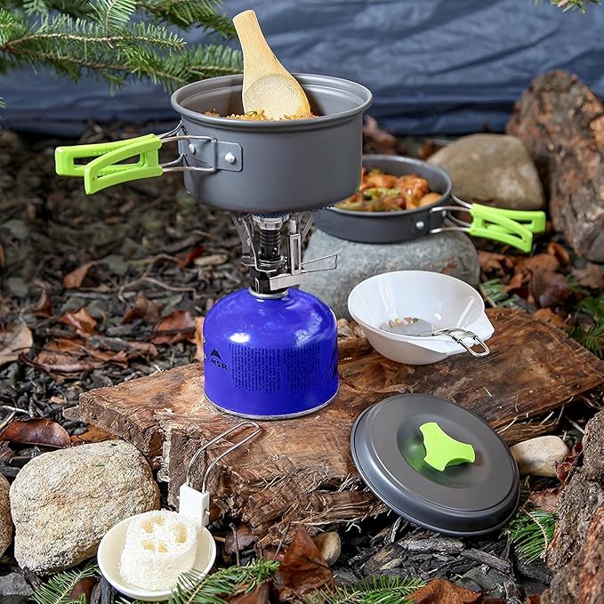 MalloMe Camping Cookware Mess Kit for Backpacking Gear ??Camping Cooking Set - Camping Pots and