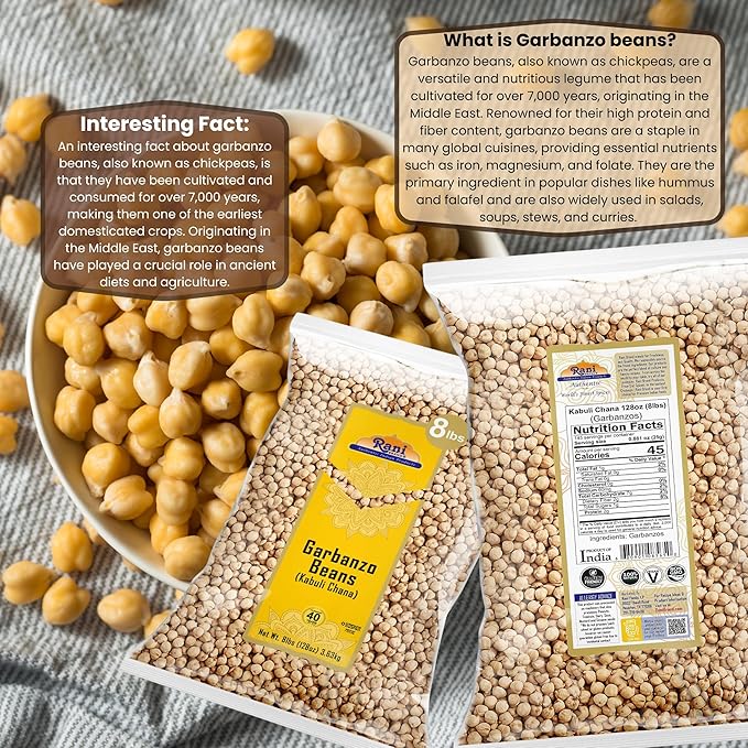 Rani Garbanzo Beans (Kabuli Chana) 128oz (8lbs) 3.63kg Bulk ~ All Natural | Vegan | Gluten Friendly