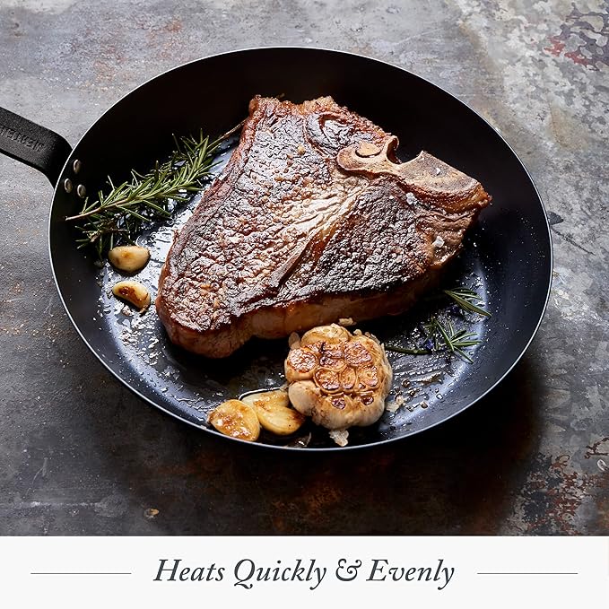 Merten & Storck Pre-Seasoned Carbon Steel 8” Frying Pan Skillet, Use on Induction, Stove and Grill