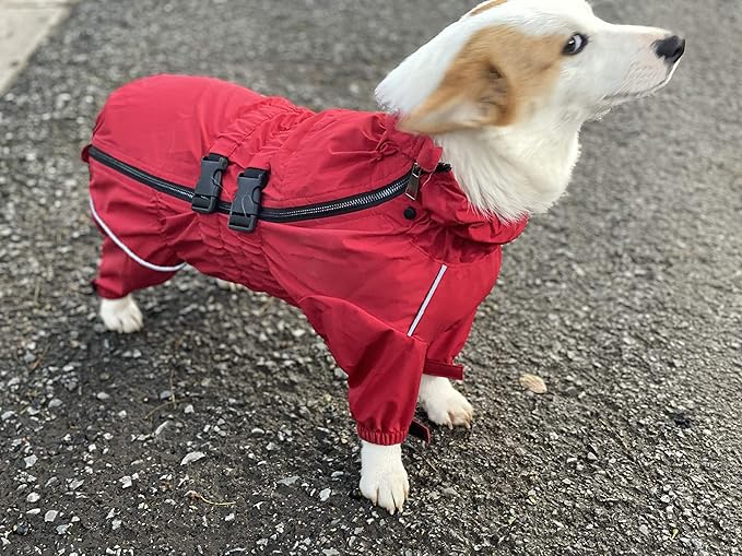Dogs Waterproof Jacket, Lightweight Waterproof Jacket Reflective Safety Dog Raincoat Windproof
