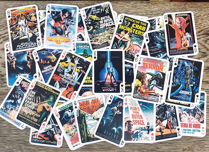 SCI FI Playing Cards (Poker Deck 54 Cards All Different) Vintage Sci Fi Trash Movie Poster Aliens