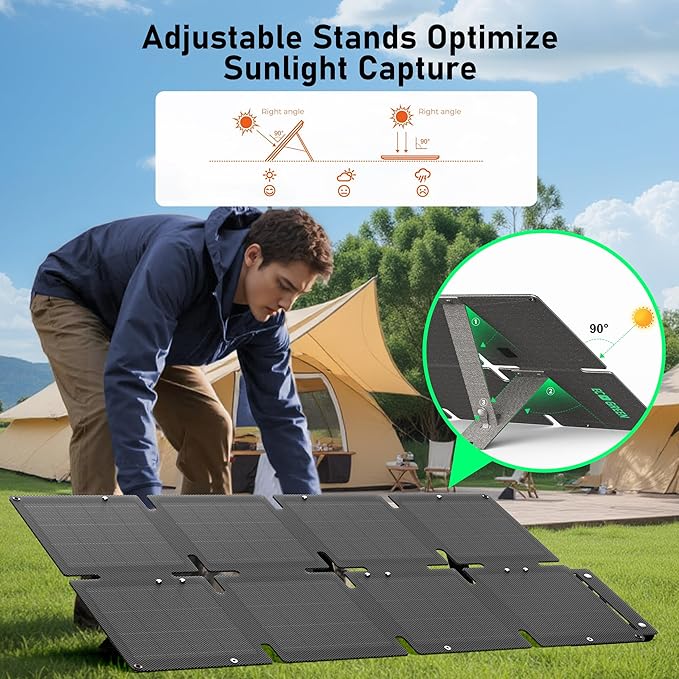 Portable Solar Panel 60W, Monocrystalline 24.8% High Efficiency Foldable Solar Panel, USB C Solar