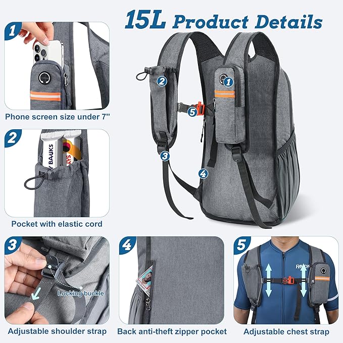 15L Small Hiking Backpack for Men Women Foldable Packable Back Pack Ultralight Hiking Daypack for