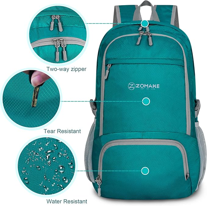 ZOMAKE Lightweight Packable Backpack 30L, Foldable Hiking Backpacks Water Resistant Compact Folding