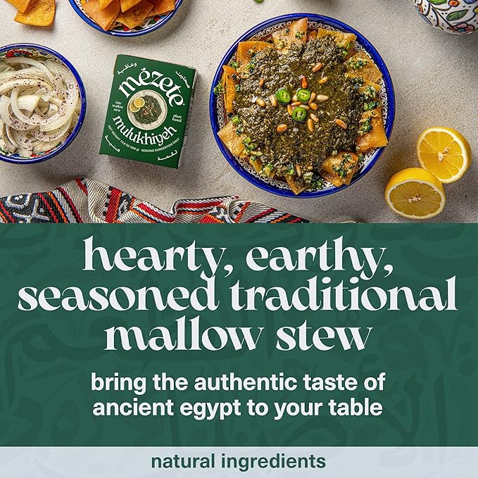 Mezete Authentic Middle Eastern Stew | Molokhia Leaves Stew | All-Natural | Ready to Eat | Shelf