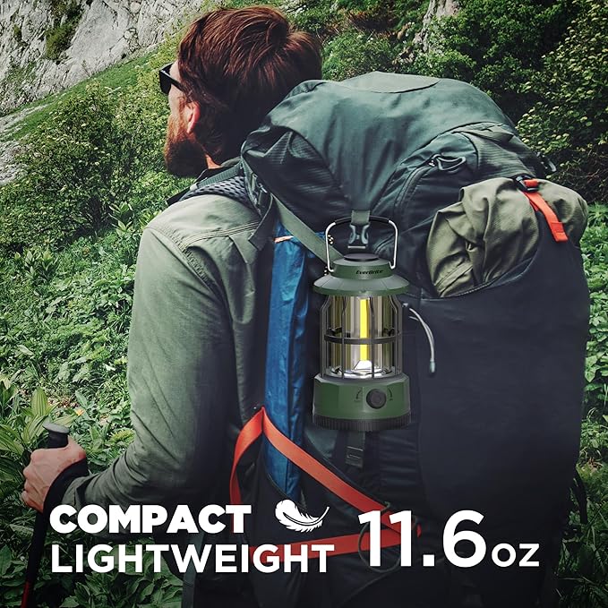 EverBrite LED Camping Lantern, USB C Rechargeable Lantern with Stepless Dimming, Vintage Portable