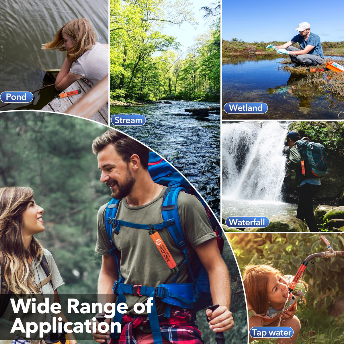 Lormandy Water Filter Straw 3 Pack - Outdoor Camping & Hiking Survival Gear