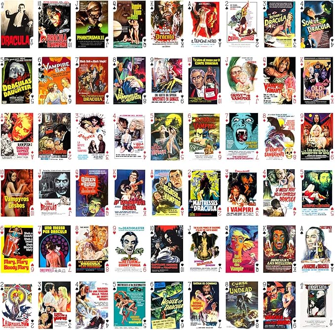 Vampires Playing Cards (Poker Deck 54 Cards All Different) Vintage Trash Horror Movie Poster