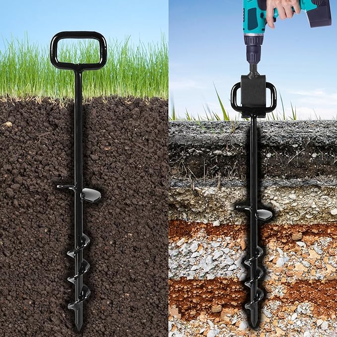 16In Tent Stakes with 12PCS Heavy Duty Adapter, Screw Ground Anchors, Tree Straightening Kit