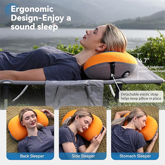 MARCHWAY Ultralight Inflatable Camping Pillow with Soft Washable Cover, Compact Compressible