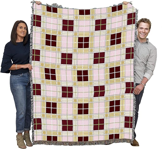 Pure Country Weavers Innocent Plaid Blanket - Gift Tapestry Throw Woven from Cotton - Made in The