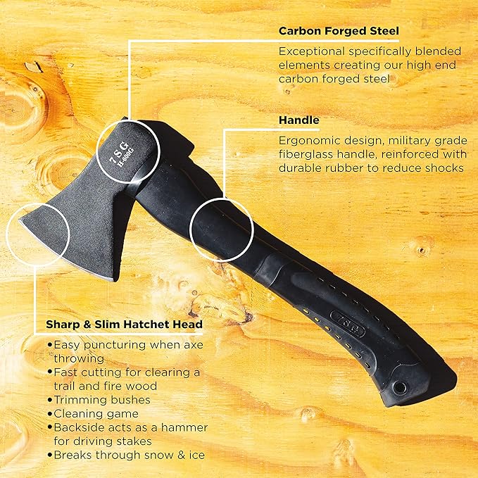 Camping Axe - Camping Hatchet with Sheath -Survival Throwing Axe - Survival Hatchets for Camping