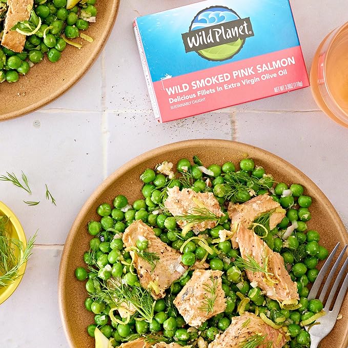 Wild Planet Wild Smoked Pink Salmon Fillets in Extra Virgin Olive Oil, Tinned Fish, Canned Salmon