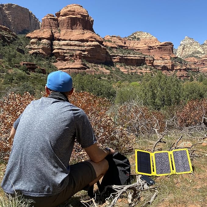 SunJack 15W Foldable Solar Phone Charger, IP67 Waterproof ETFE Monocrystalline Solar Panel with