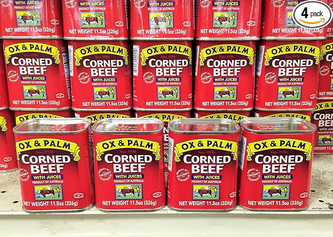 4 Packs Ox & Palm Corned Beef with Juices 11.5oz Ea