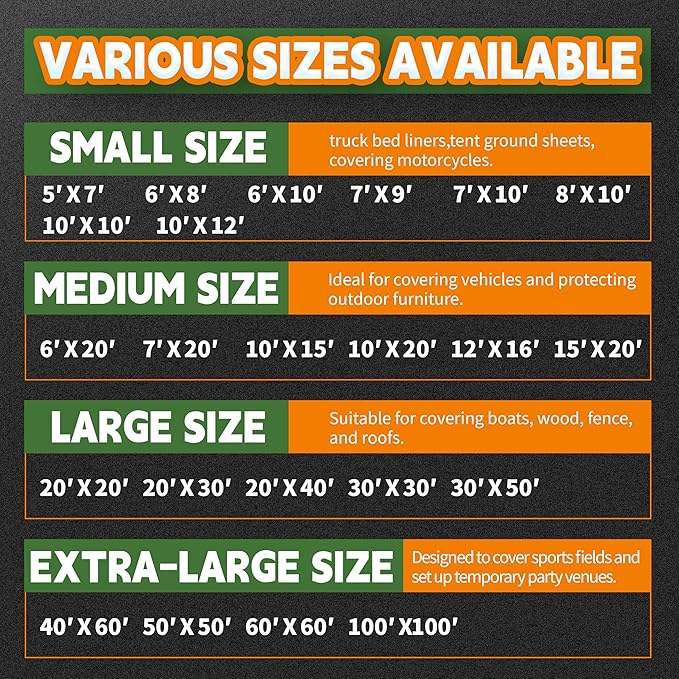 RAINDEWAY 12 Mil Heavy Duty White Tarp 7x9 Feet, UV Resistant, Waterproof, Weatherproof Poly Tarp