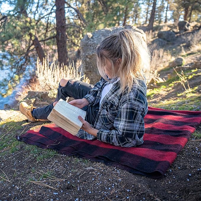 Arcturus Plaid Wool Blankets - 4.5lbs Warm, Heavy, Washable, Large | Great for Camping, Outdoors