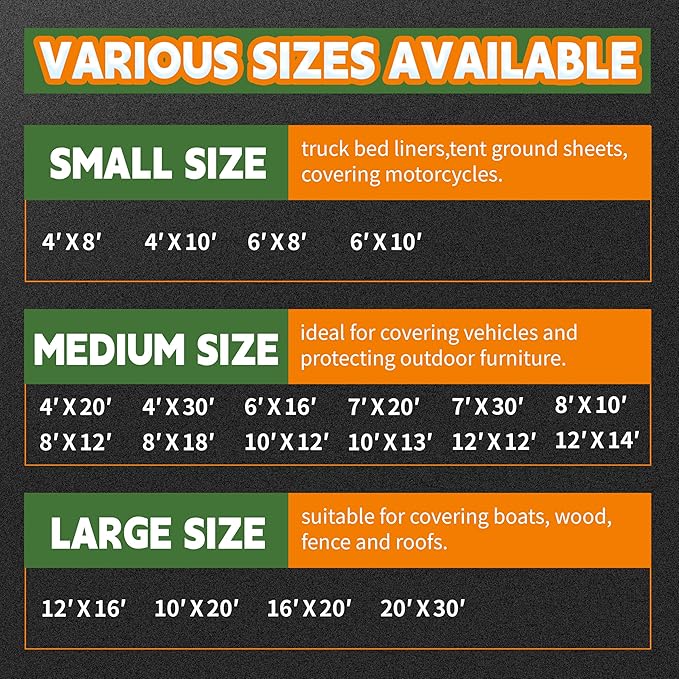 RAINDEWAY Tarps 12x14 Feet,12 Mil Sunshade Striped Tarp Waterproof,Multipurpose Poly Tarp Cover