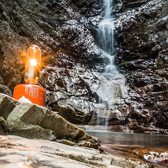 Fire-Maple Orange Camping Lantern Glass, Steel & Aluminum | Propane or Isobutane Fuel Canister