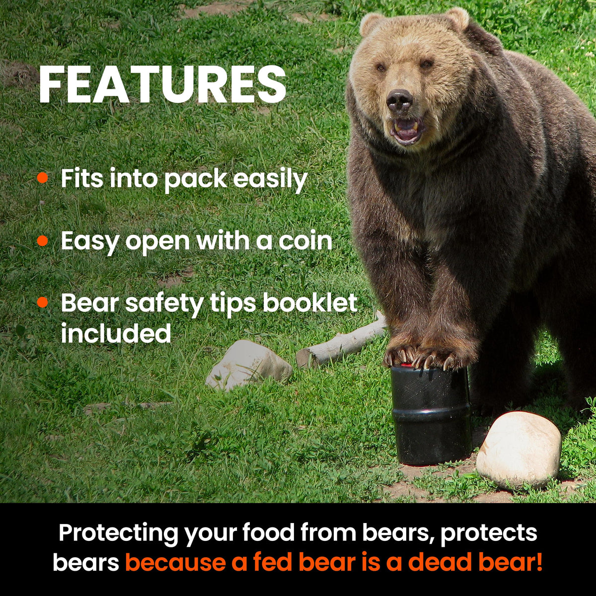 NO-FED-BEAR UDAP Bear Resistant Canister, Hiking Camping Backpacking Hunting Food Storage Container