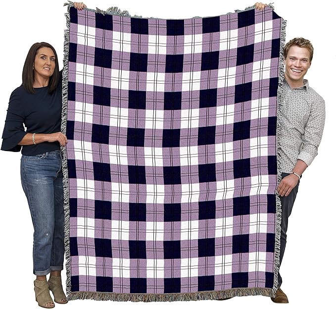 Pure Country Weavers Boysenberry Plaid Blanket - Gift Tapestry Throw Woven from Cotton - Made in