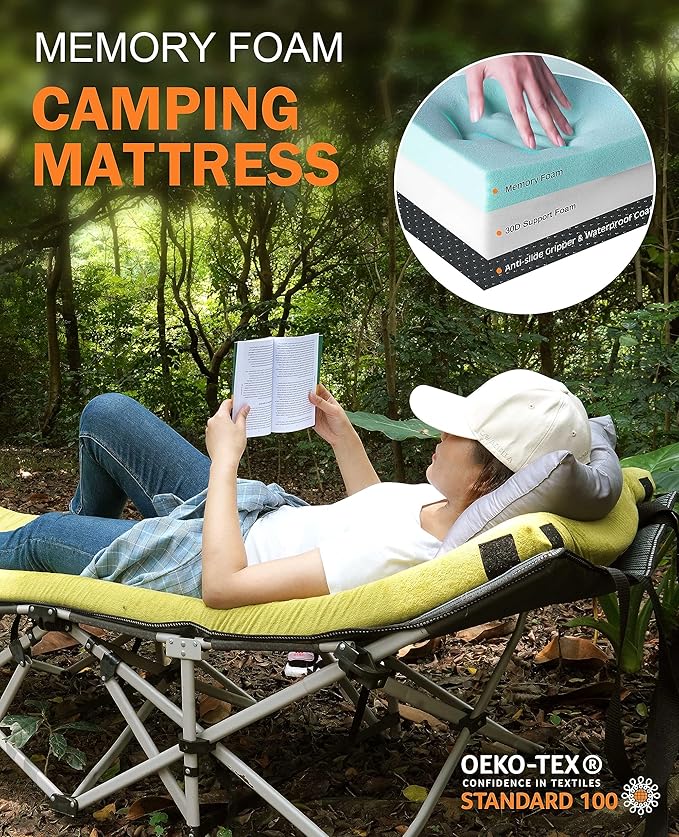 3 Inch GAIALOOP Thick Memory Foam Camping Mattress Sleeping Pad [Car/Tent/Cot] Glamping Portable
