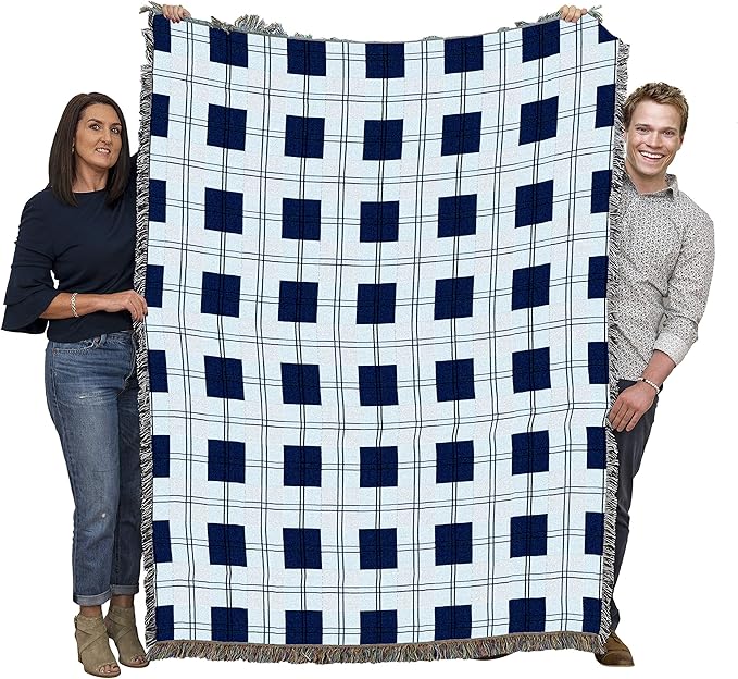 Pure Country Weavers Blueberry Plaid Blanket - Gift Tapestry Throw Woven from Cotton - Made in The