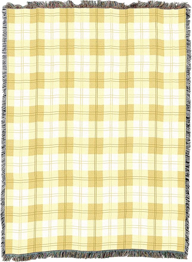 Pure Country Weavers Lemon Plaid Blanket - Gift Tapestry Throw Woven from Cotton - Made in The USA
