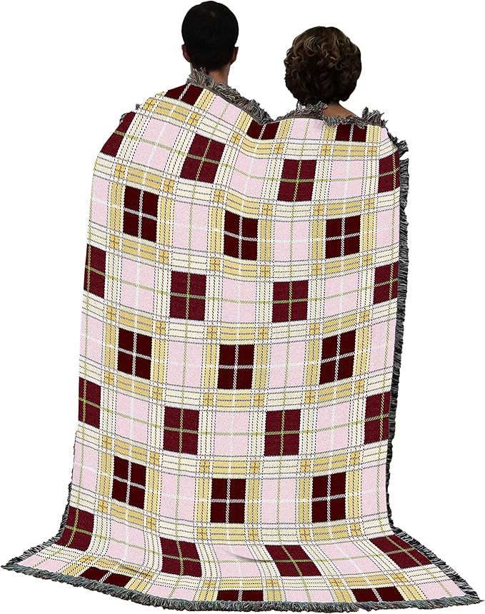 Pure Country Weavers Innocent Plaid Blanket - Gift Tapestry Throw Woven from Cotton - Made in The