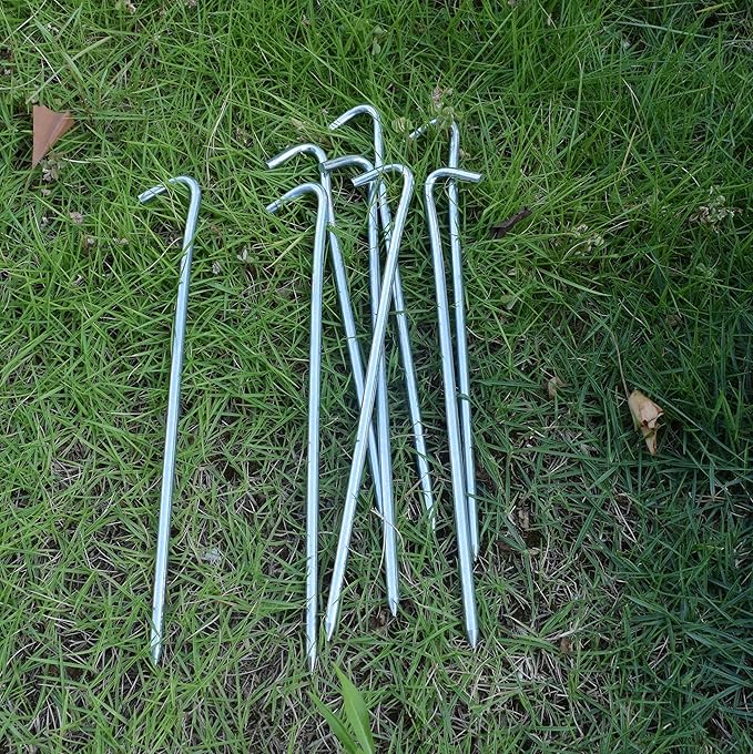 MySit 9" Tent Stakes, Metal Inflatables Stakes 60 Pack, Heavy Duty Galvanized Tent Stakes Metal