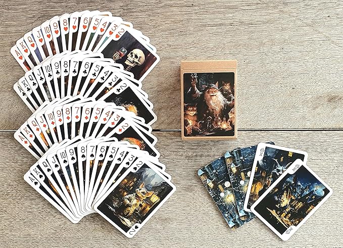 MAD Christmas Party Playing Cards (Poker Deck 54 Cards All Different) Santa and Reptiloid and Cats