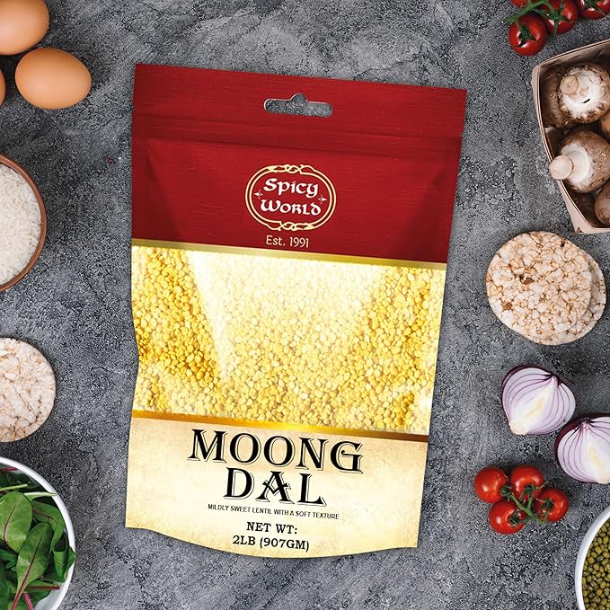 Moong Dal 2 LBS (Mung Split Dry Beans) ~ Indian Golden Lentils ~ 100% Natural & Pure - by Spicy